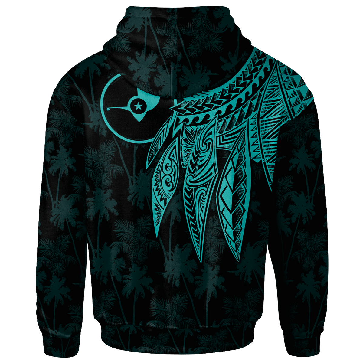 Yap Zip up Hoodie Polynesian Wings (Turquoise) - Polynesian Pride