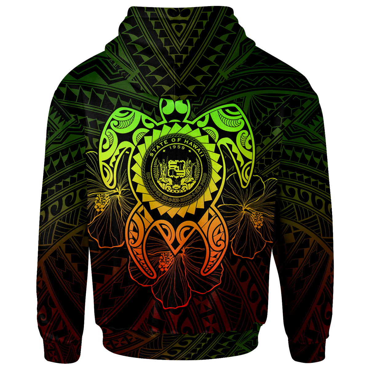 Hawaii Polynesian Hoodie Vintage Polynesian Turtle (Reggae) - Polynesian Pride