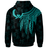 Pohnpei Zip up Hoodie Polynesian Wings (Turquoise) - Polynesian Pride