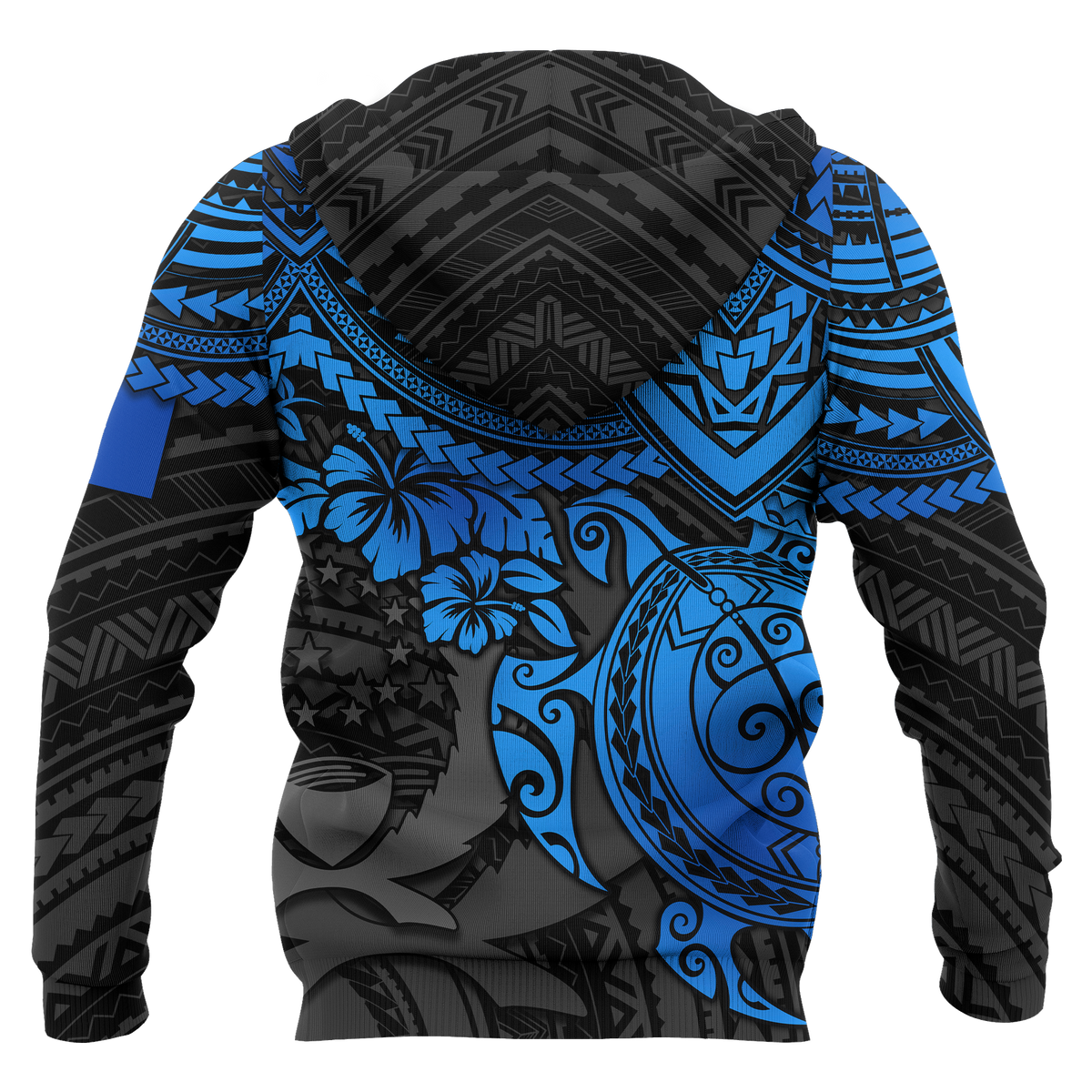 Pohnpei Hoodie Polynesian Blue Turtle - Polynesian Pride
