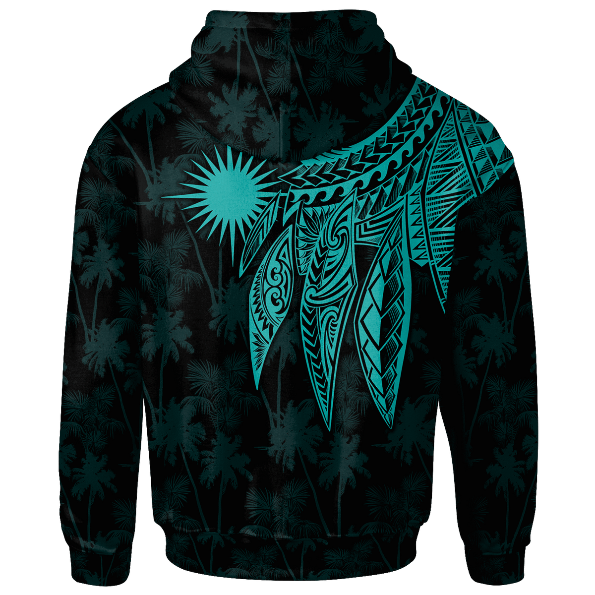 Marshall Islands Hoodie Polynesian Wings (Turquoise) - Polynesian Pride