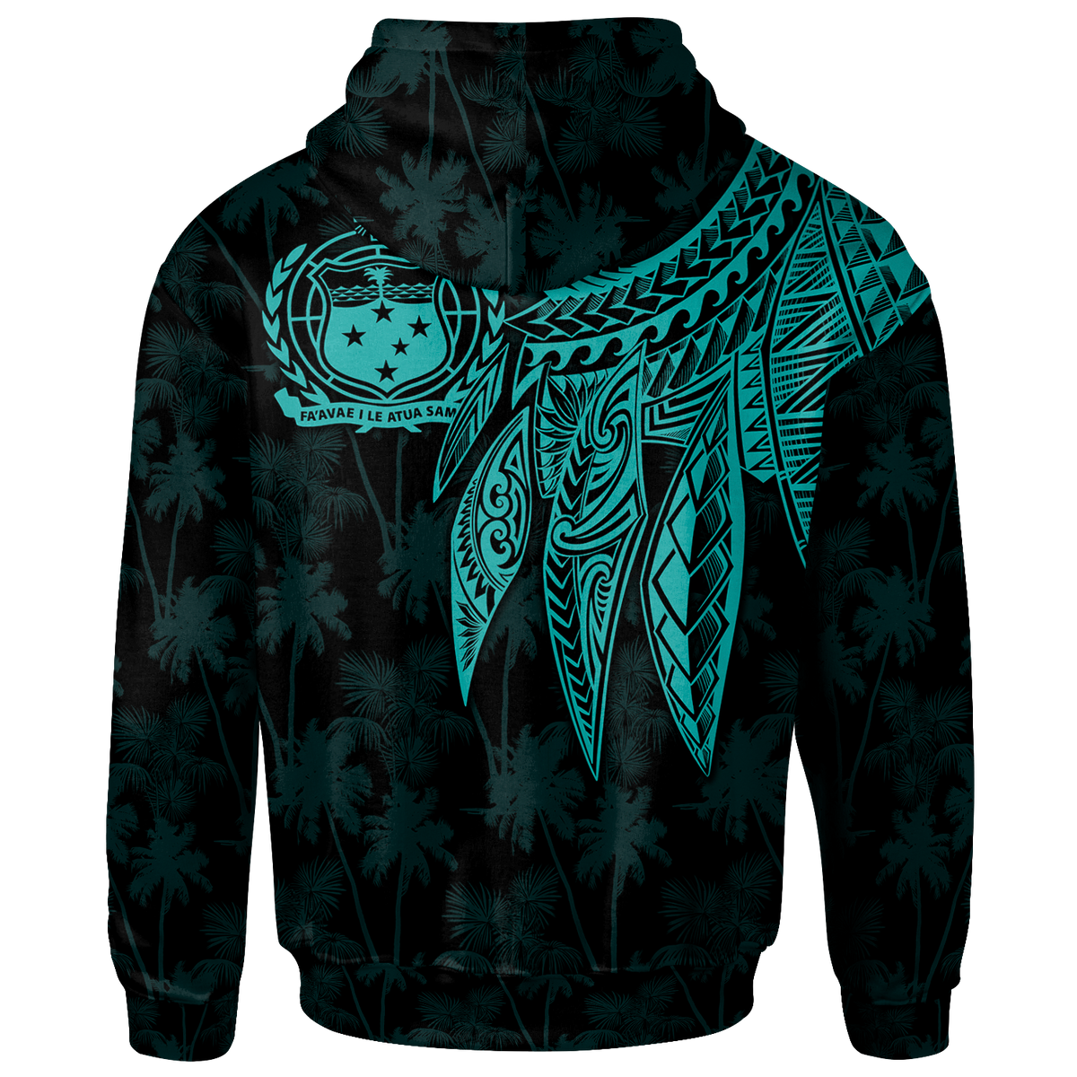 Samoa Custom Hoodie Polynesian Wings (Turquoise) - Polynesian Pride