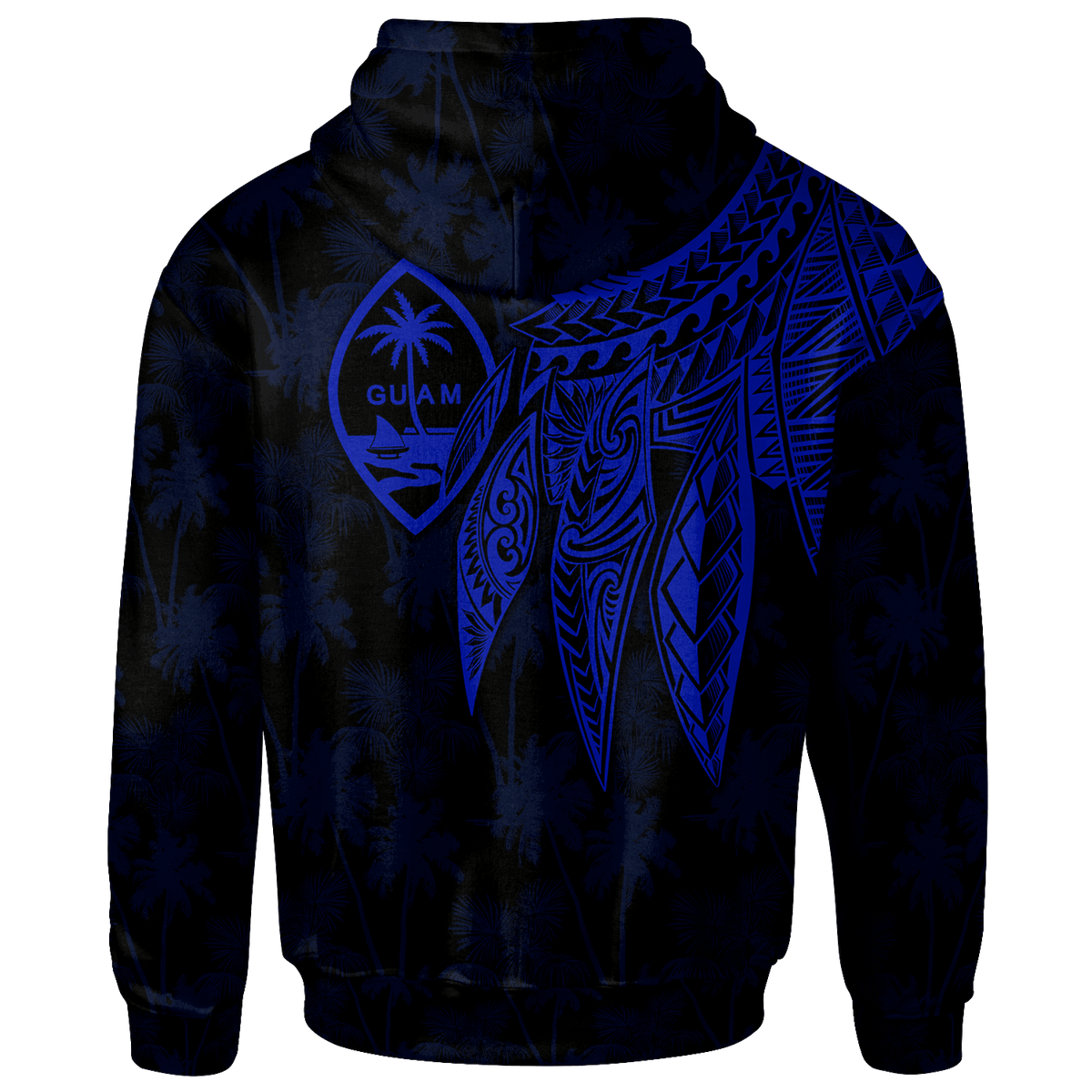 Guam Zip up Hoodie Polynesian Wings (Blue) - Polynesian Pride