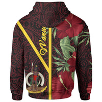 Vanuatu Polynesian Hoodie Tropical Flowers With Seal - Polynesian Pride