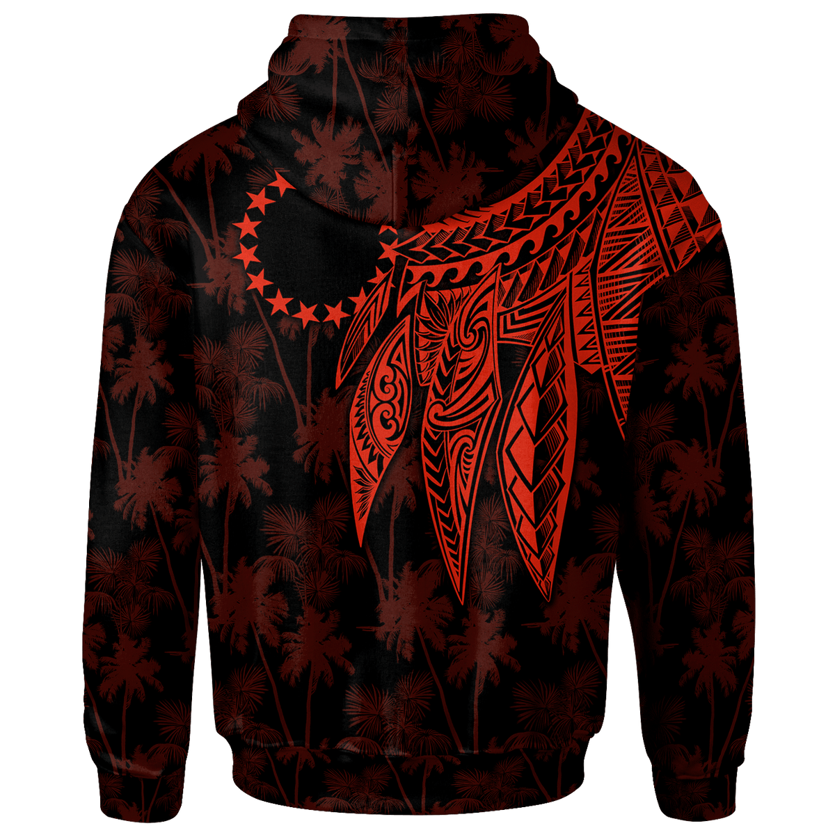 Cook Islands Custom Zip up Hoodie Polynesian Wings (Red) - Polynesian Pride