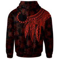 Cook Islands Custom Zip up Hoodie Polynesian Wings (Red) - Polynesian Pride