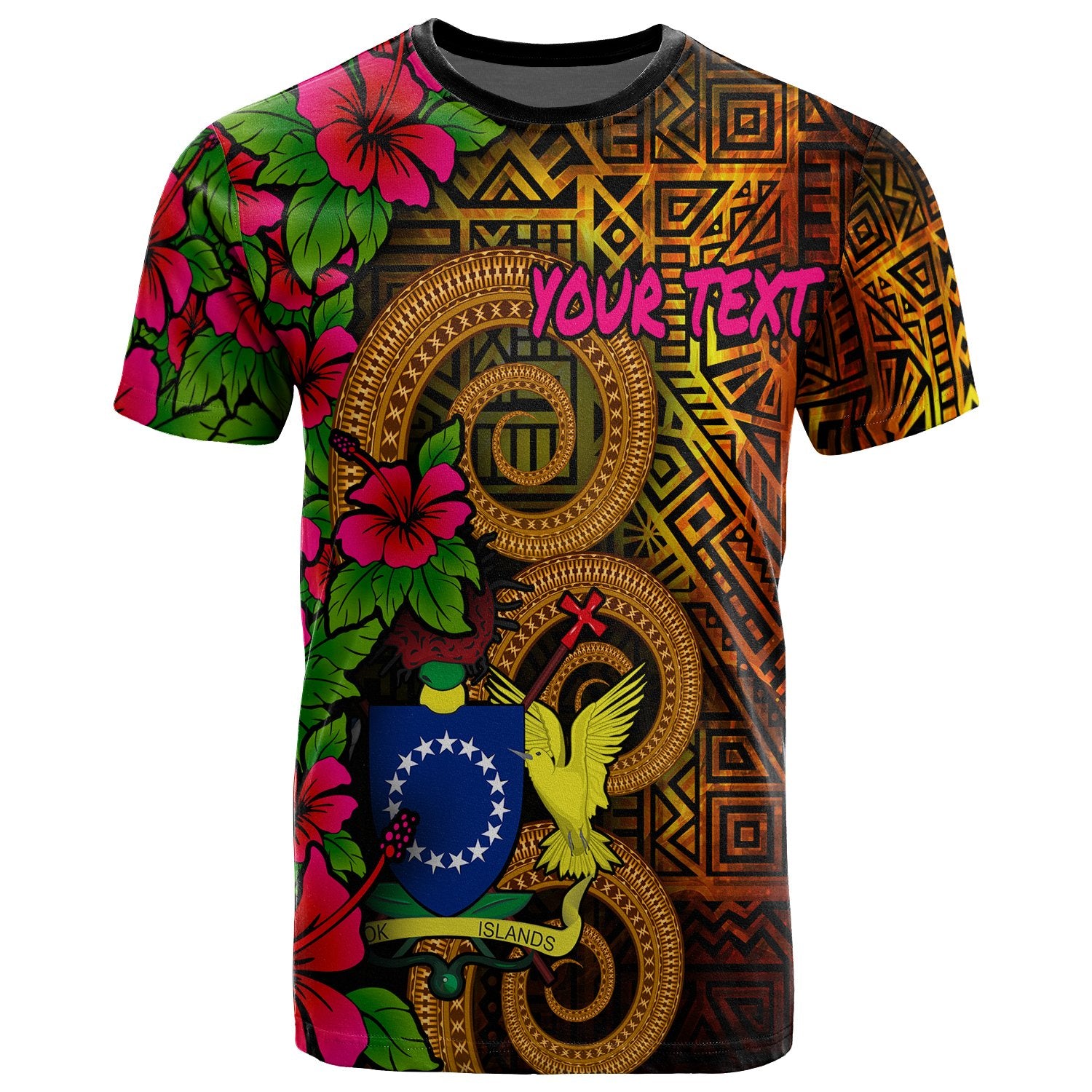 Cook Islands Polynesian Custom T Shirt Hibiscus Vintage Unisex Orange - Polynesian Pride