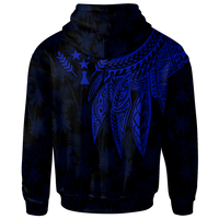Kosrae Custom Zip up Hoodie Polynesian Wings (Blue) - Polynesian Pride
