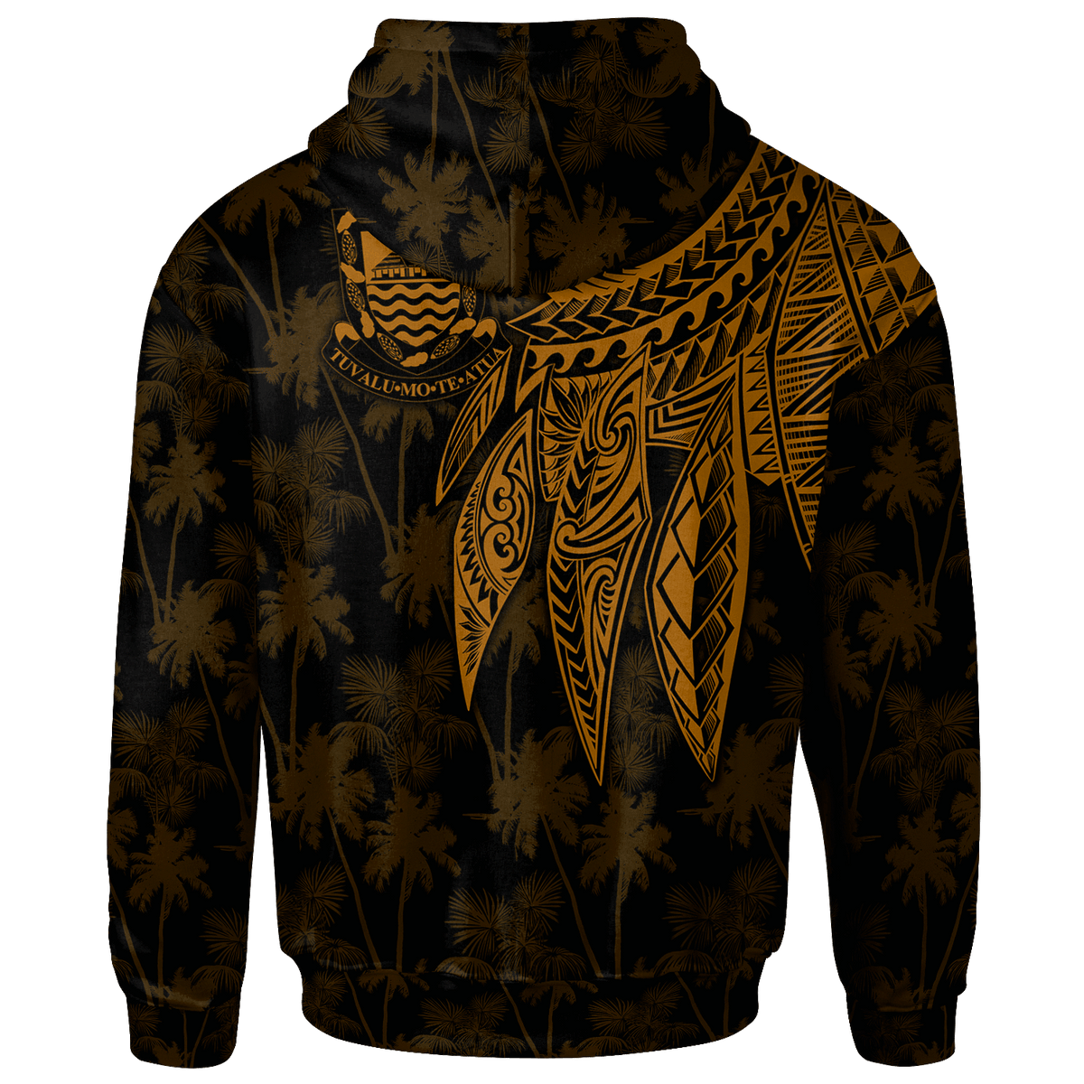 Tuvalu Custom Zip up Hoodie Polynesian Wings (Golden) - Polynesian Pride