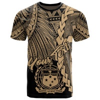 Samoa Polynesian Custom T Shirt Tribal Wave Tattoo Gold Unisex Gold - Polynesian Pride