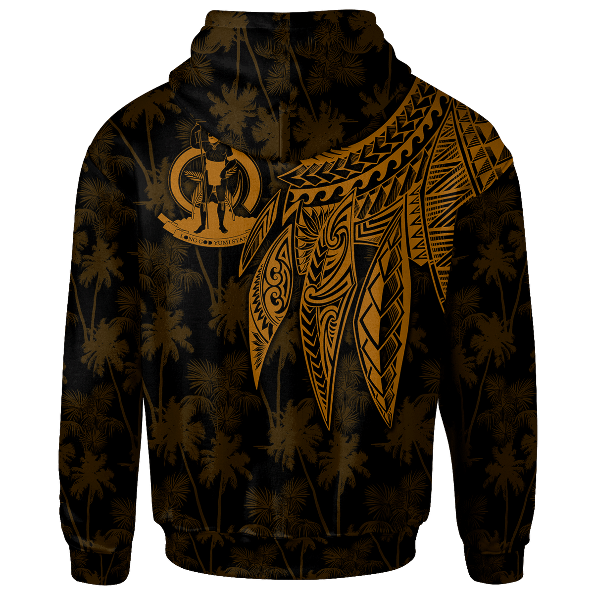 Vanuatu Custom Zip up Hoodie Polynesian Wings (Golden) - Polynesian Pride