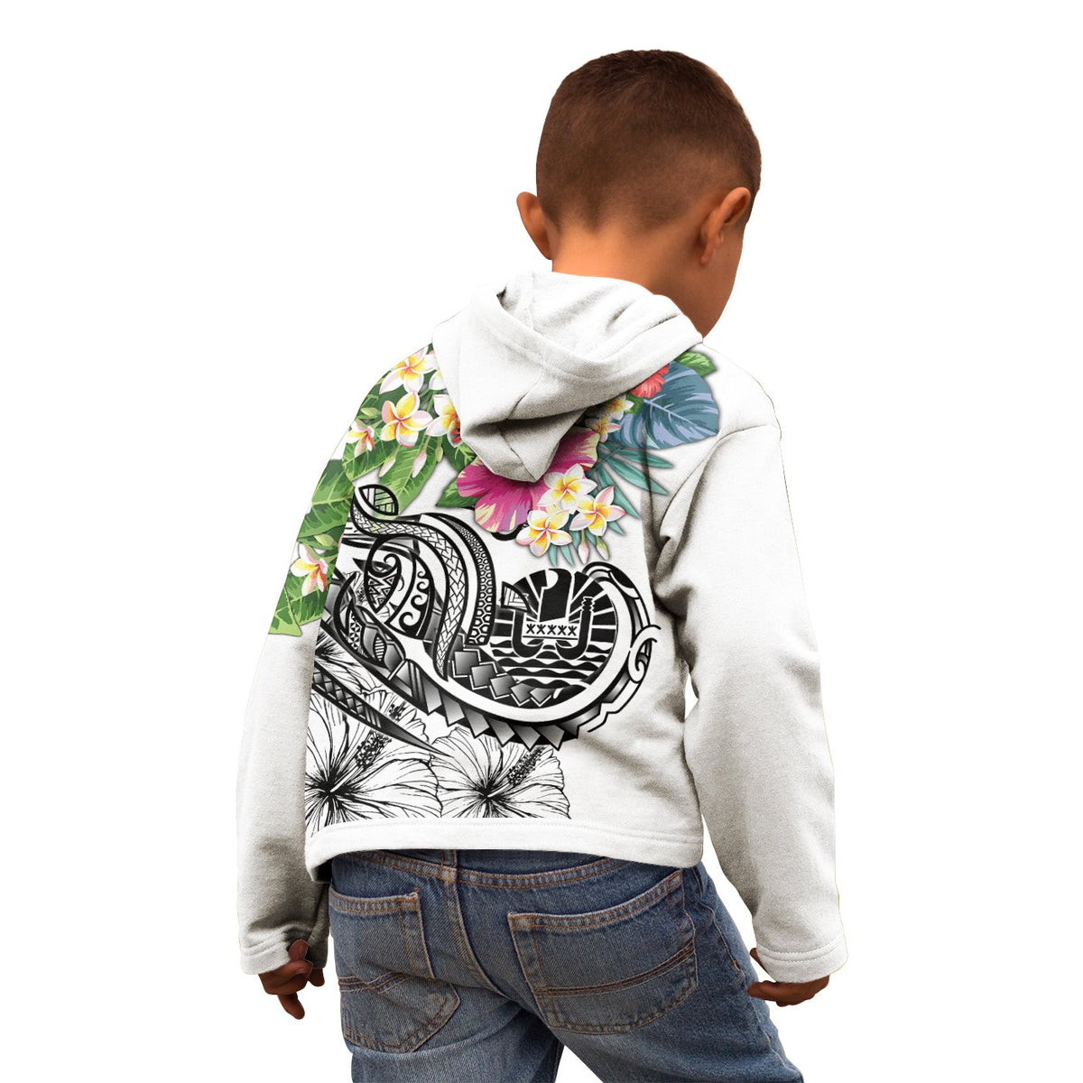 Tahiti Polynesian Zip up Hoodie Summer Plumeria (White) - Polynesian Pride