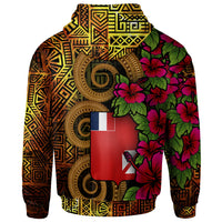 Wallis and Futuna Polynesian Zip up Hoodie Hibiscus Vintage - Polynesian Pride