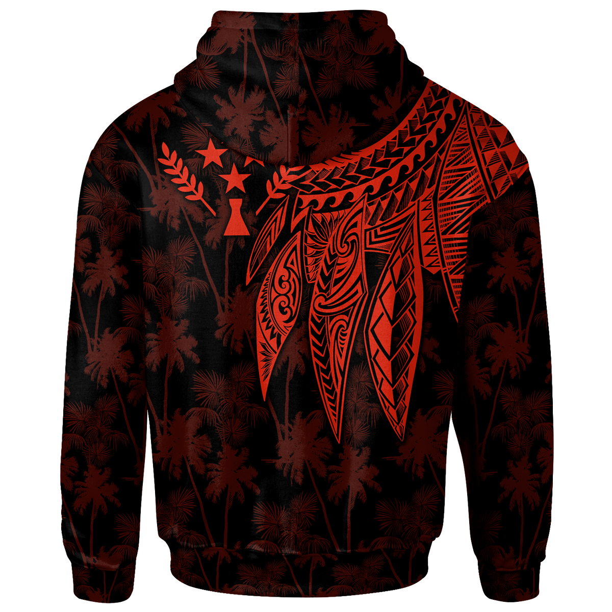 Kosrae Custom Zip up Hoodie Polynesian Wings (Red) - Polynesian Pride