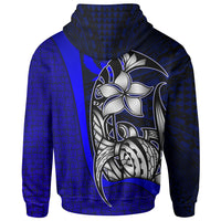Pohnpei Micronesian Zip up Hoodie Blue Turtle with Hook - Polynesian Pride