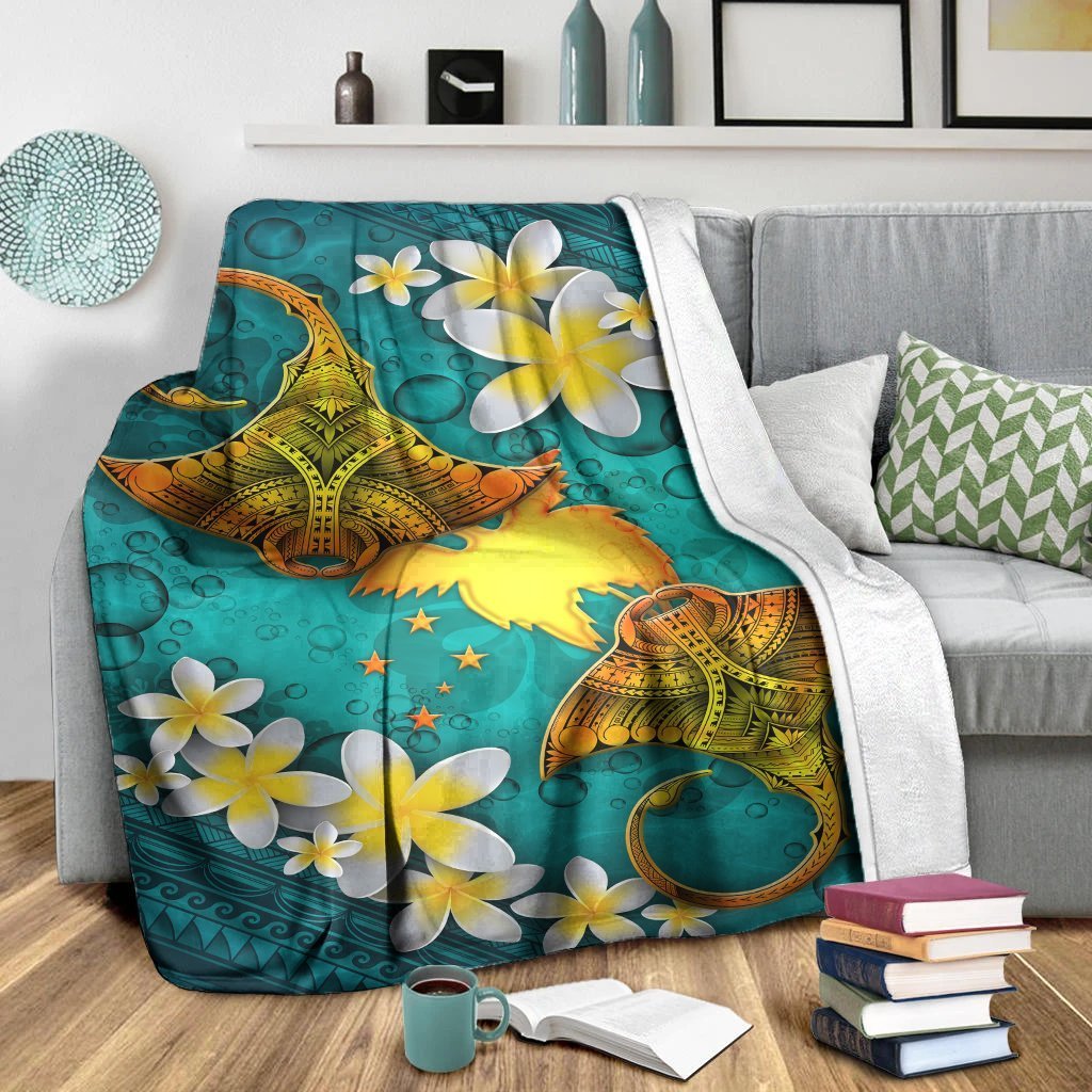 Papua New Guinea Polynesian Blanket - Manta Ray Ocean - Polynesian Pride