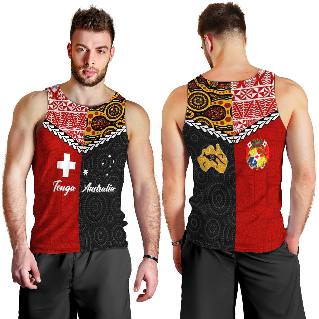 Tonga Combine Australia Aboriginal Heritage Men Tank Top - LT12 Red - Polynesian Pride