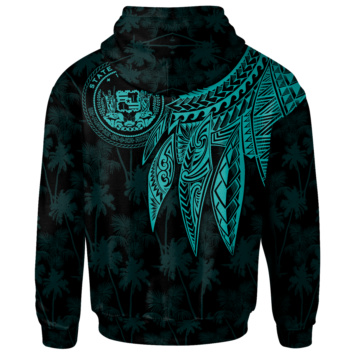 Polynesian Hawaii Custom Zip up Hoodie Polynesian Wings (Turquoise) - Polynesian Pride