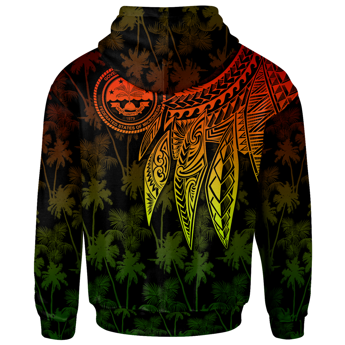 Federated States of Micronesia Custom Hoodie Polynesian Wings (Reggae) - Polynesian Pride