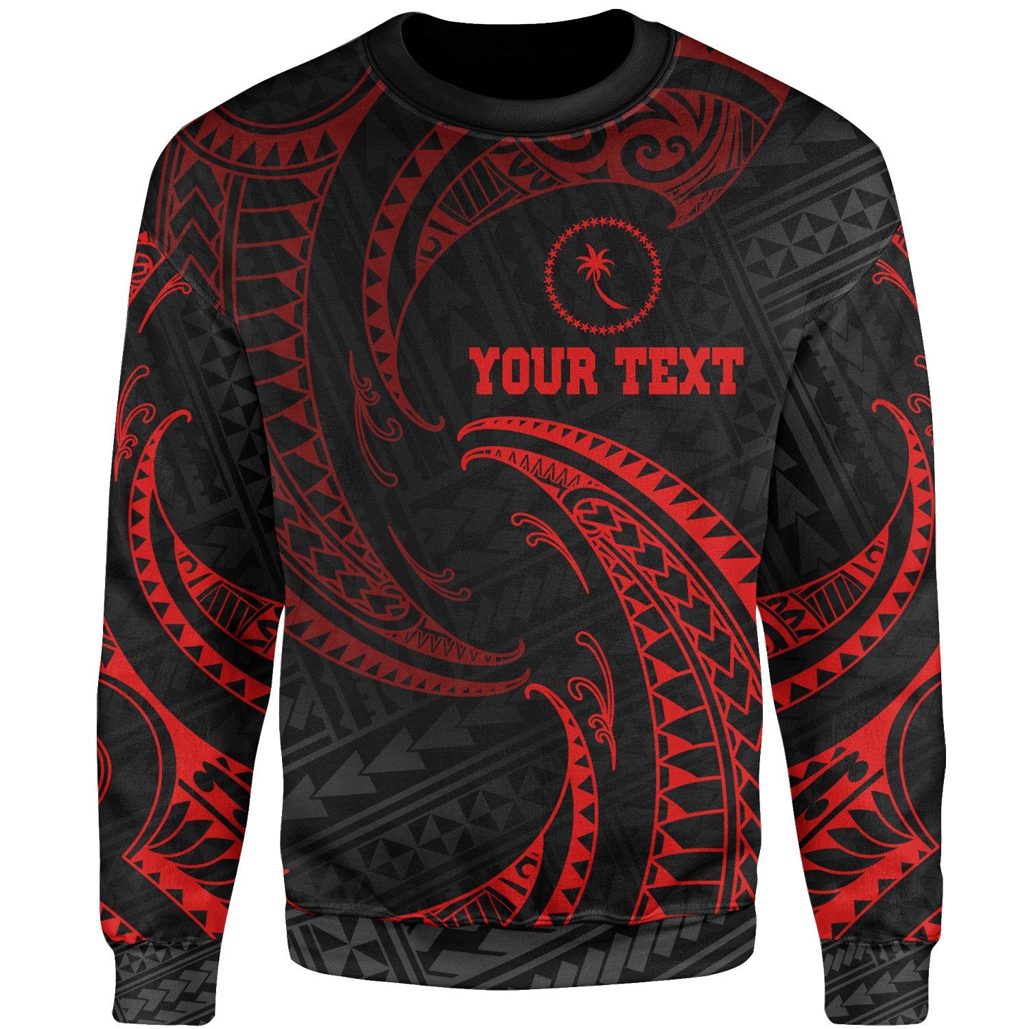 Chuuk Polynesian Custom Personalised Sweater - Red Tribal Wave Unisex Red - Polynesian Pride