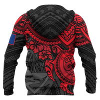 Guam Polynesian Hoodie (Zip up) Red Turtle - Polynesian Pride