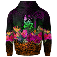 New Caledonia Polynesian Zip up Hoodie Summer Hibiscus - Polynesian Pride