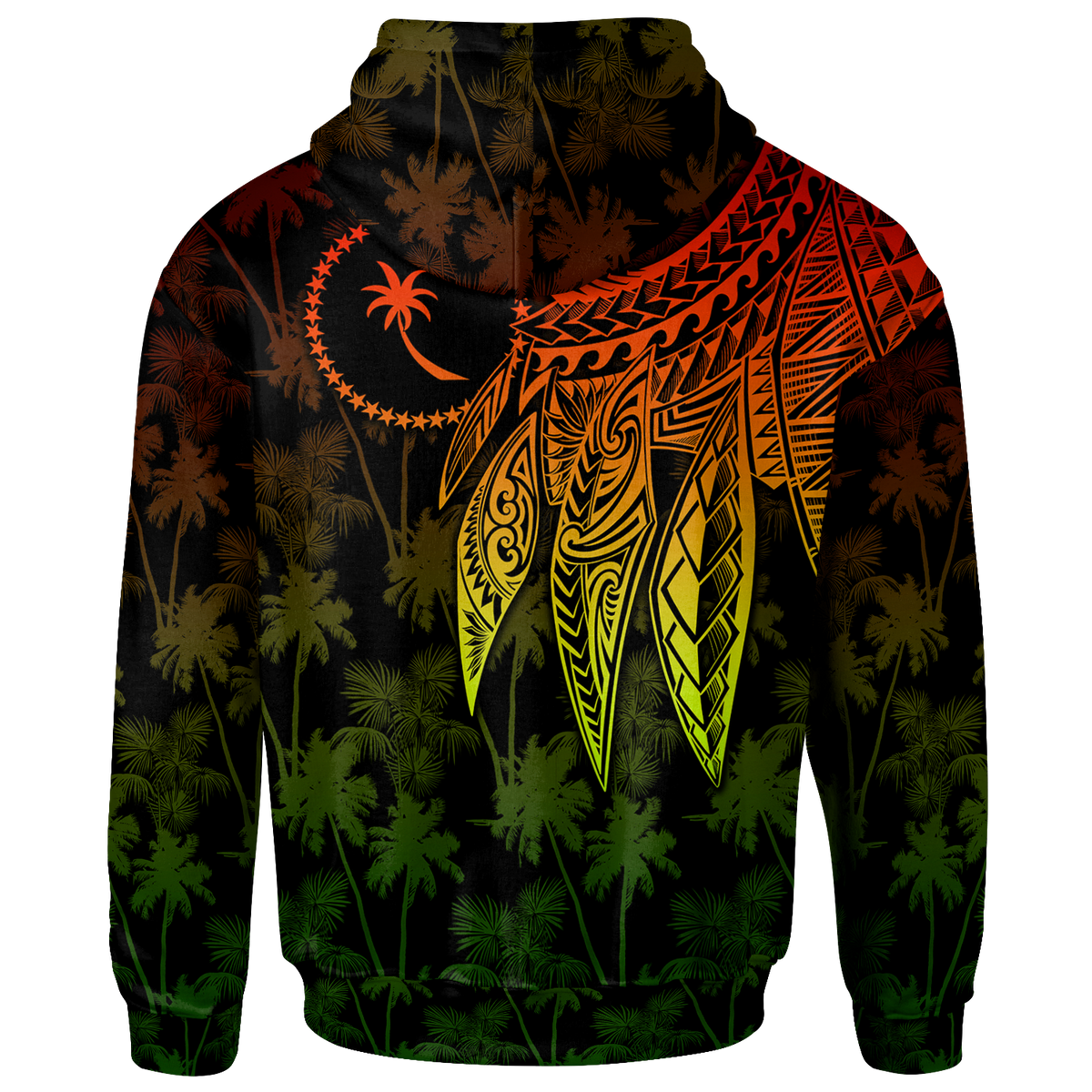 Chuuk Zip up Hoodie Polynesian Wings (Reggae) - Polynesian Pride