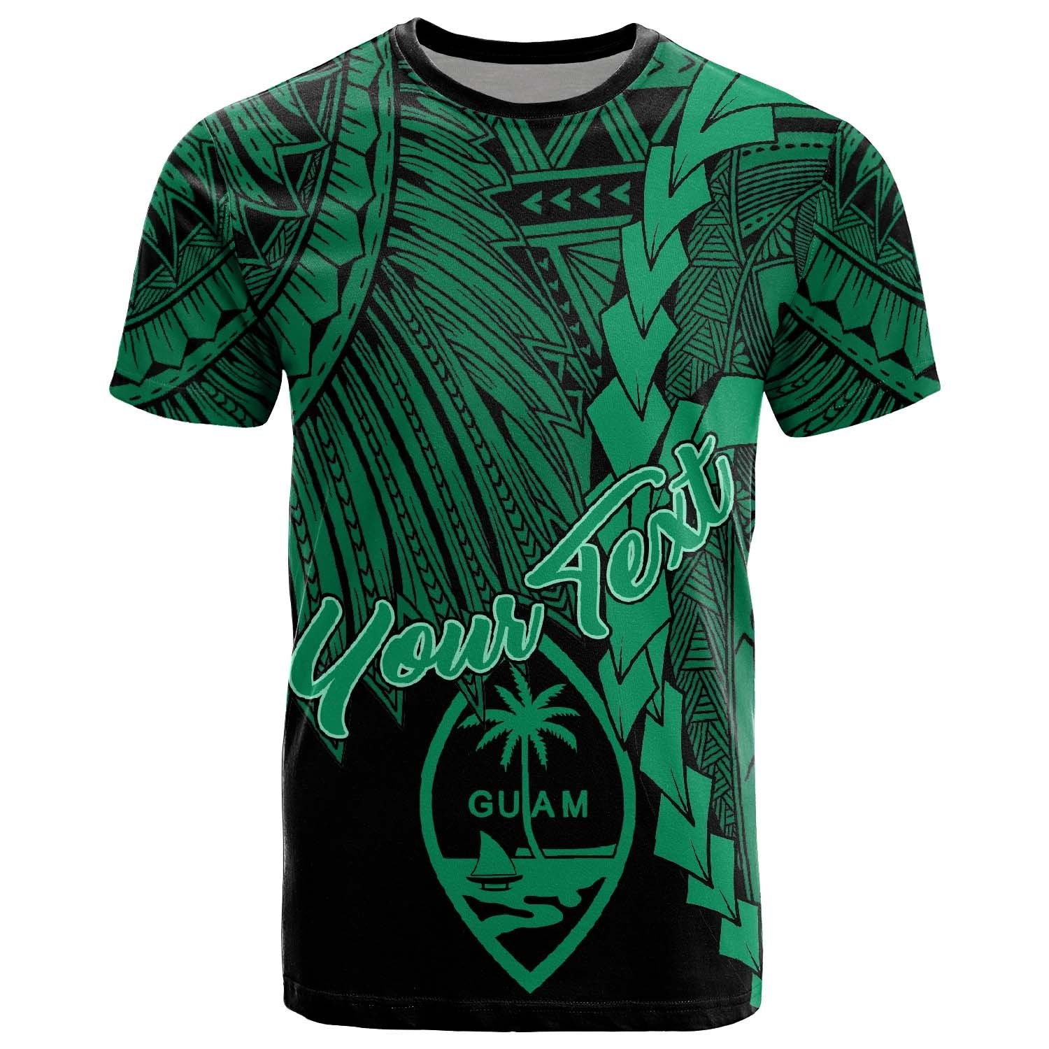 Guam Polynesian Custom T Shirt Tribal Wave Tattoo Green Unisex Green - Polynesian Pride