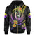 Wallis and Futuna Custom Zip up Hoodie Plumeria Flowers with Spiral Patterns Unisex Black - Polynesian Pride