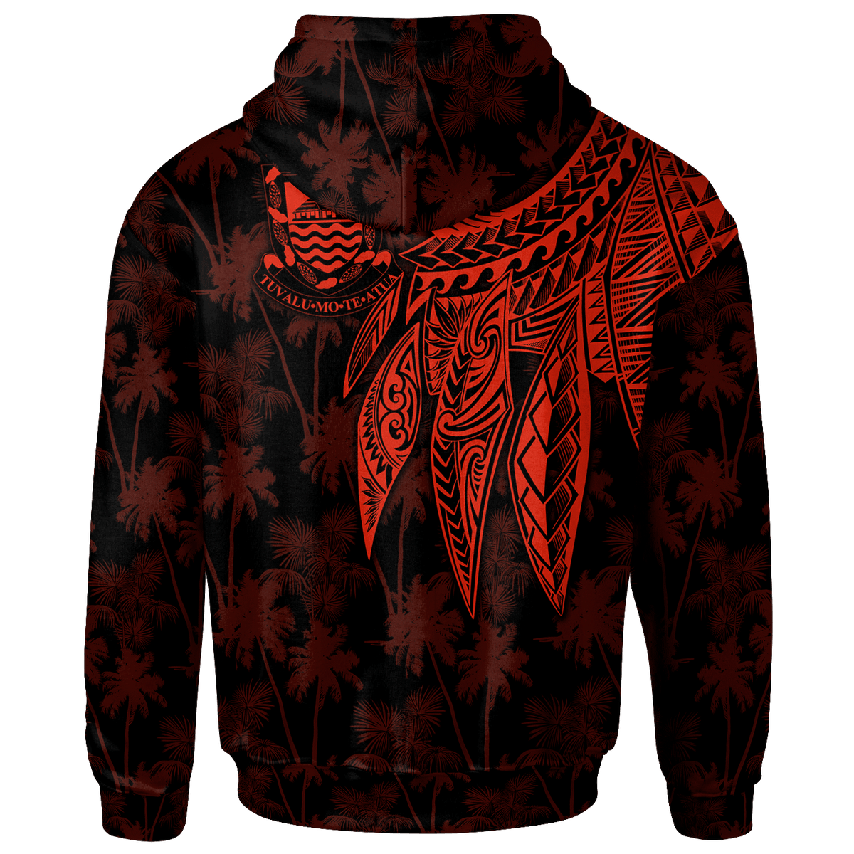Tuvalu Zip up Hoodie Polynesian Wings (Red) - Polynesian Pride