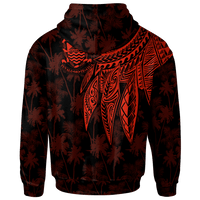 Tuvalu Zip up Hoodie Polynesian Wings (Red) - Polynesian Pride