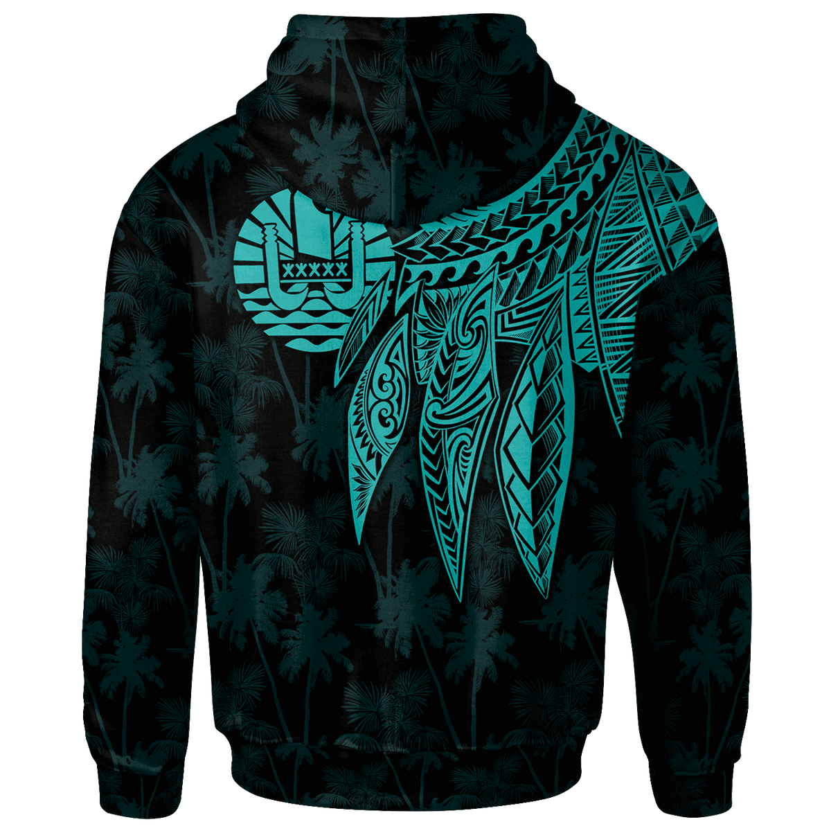 Tahiti Custom Hoodie Polynesian Wings (Turquoise) - Polynesian Pride