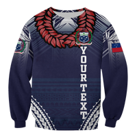 (Custom Personalised) Samoan Ula Fala Art Sweatshirt - LT12 Unisex Blue - Polynesian Pride