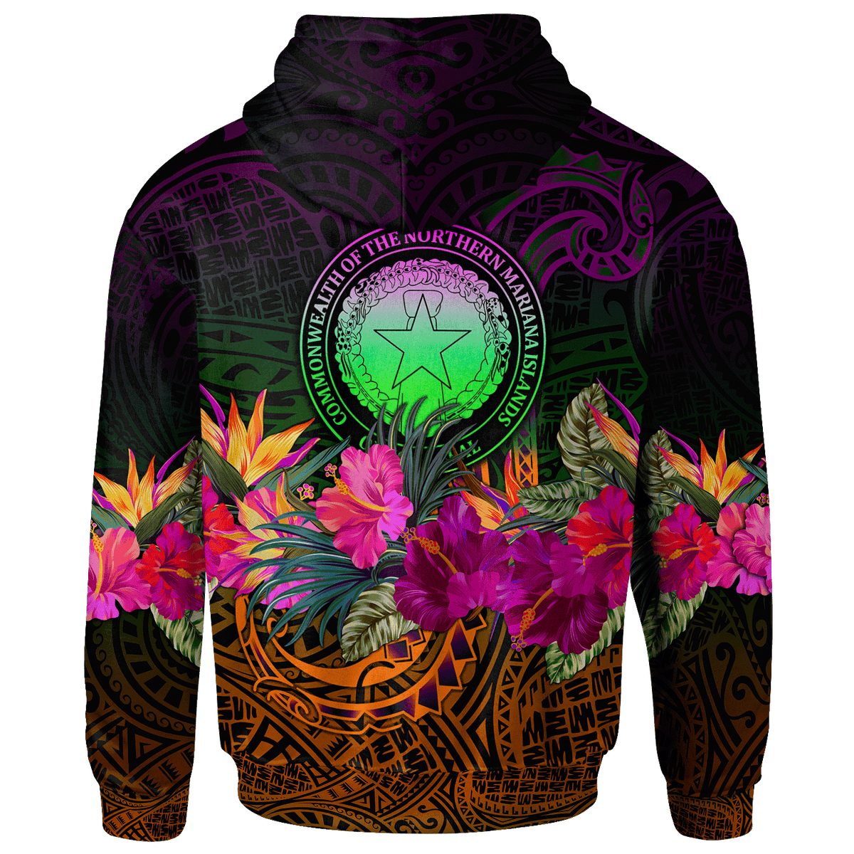 Northern Mariana Islands Polynesian Custom Zip up Hoodie Summer Hibiscus - Polynesian Pride