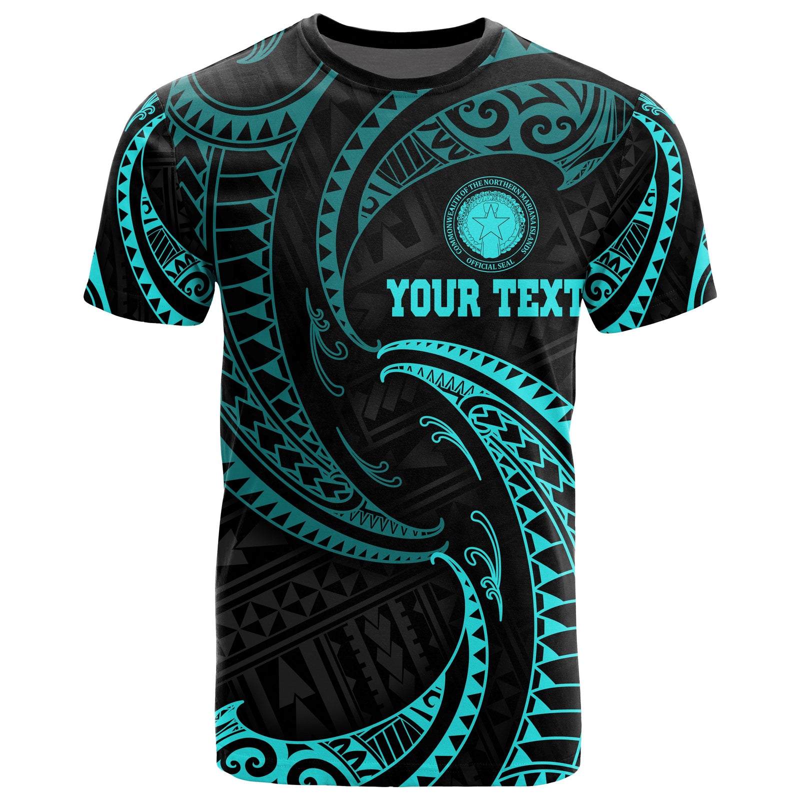 Northern Mariana Islands Polynesian Custom T Shirt Neon Blue Tribal Wave Unisex Blue - Polynesian Pride