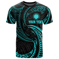 Northern Mariana Islands Polynesian Custom T Shirt Neon Blue Tribal Wave Unisex Blue - Polynesian Pride