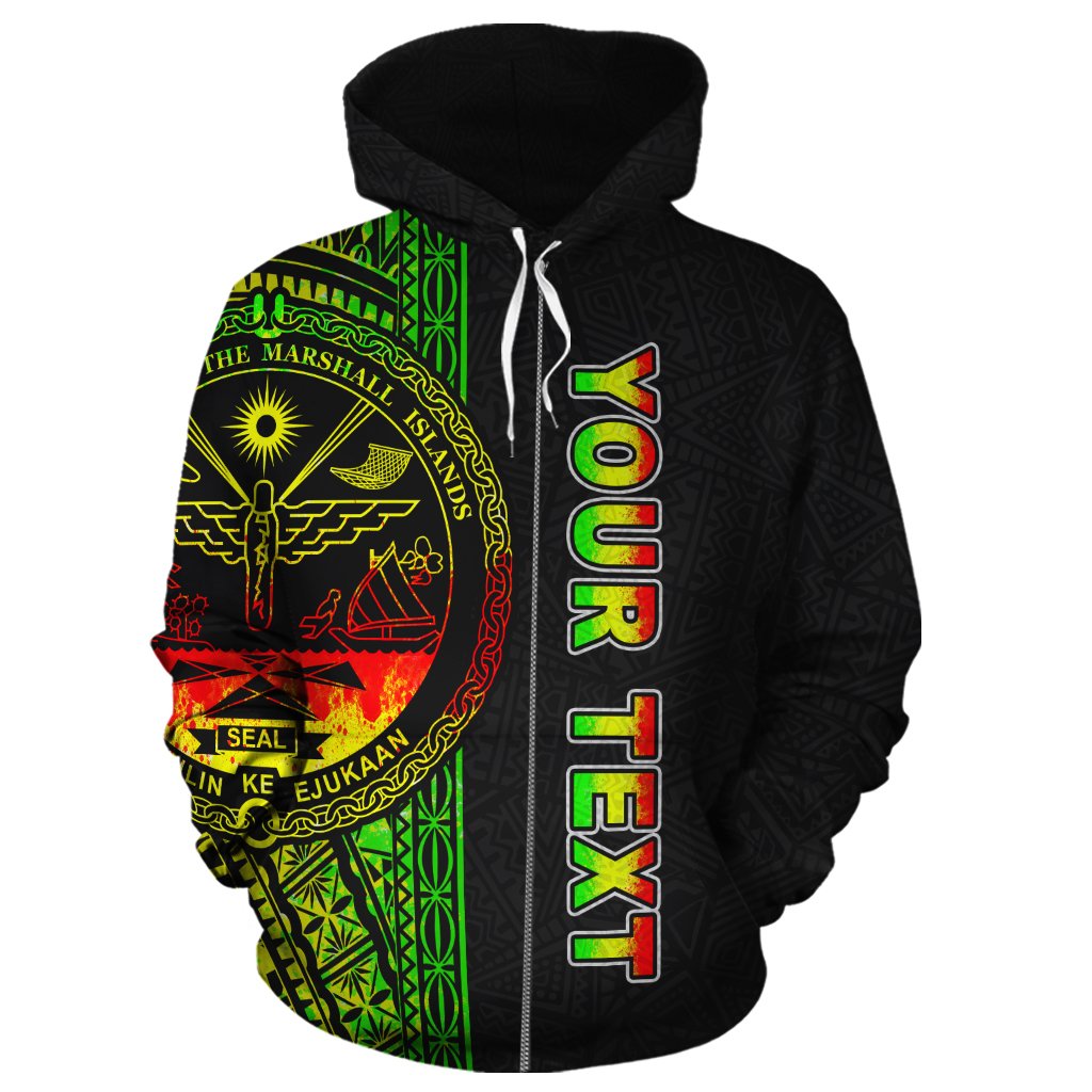 Marshall Islands Polynesian Custom Zip up Hoodie Reggae Line - Polynesian Pride