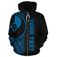 Yap Polynesian Custom Zip up Hoodie Blue Line - Polynesian Pride
