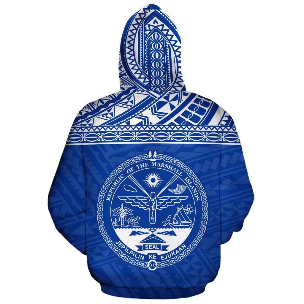 Marshall Islands Polynesian Custom Zip up Hoodie Blue - Polynesian Pride