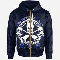 American Samoa Zip up Hoodie Paepaeulupoo Aua Unisex Blue - Polynesian Pride
