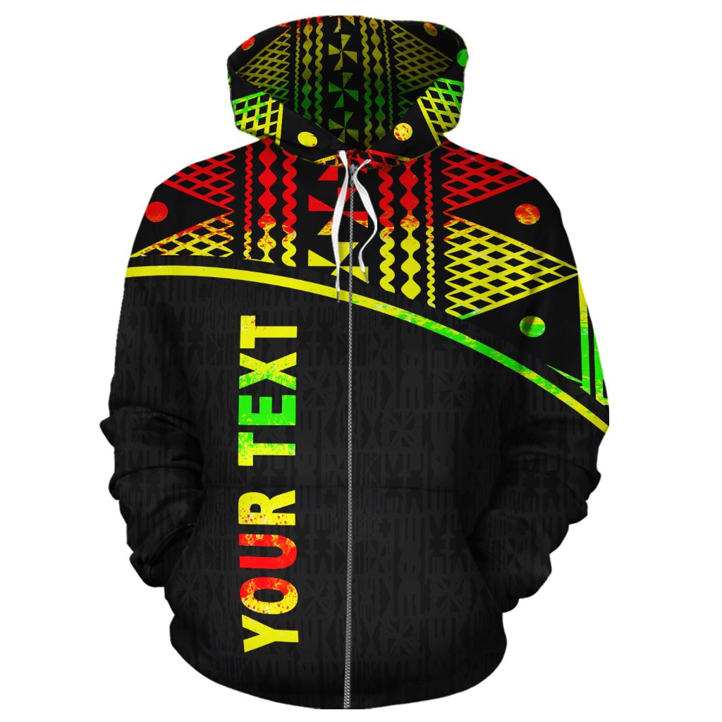 Fiji Polynesian Tapa Custom Zip up Hoodie Reggae Curve - Polynesian Pride
