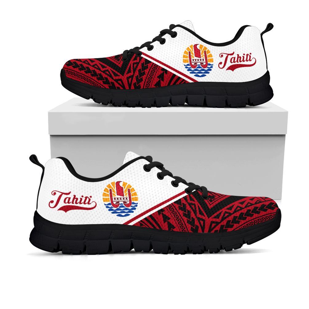 Tahiti Rising Sneakers - Tahiti Flag Polyneisan Tattoo - A16 Unisex White - Polynesian Pride