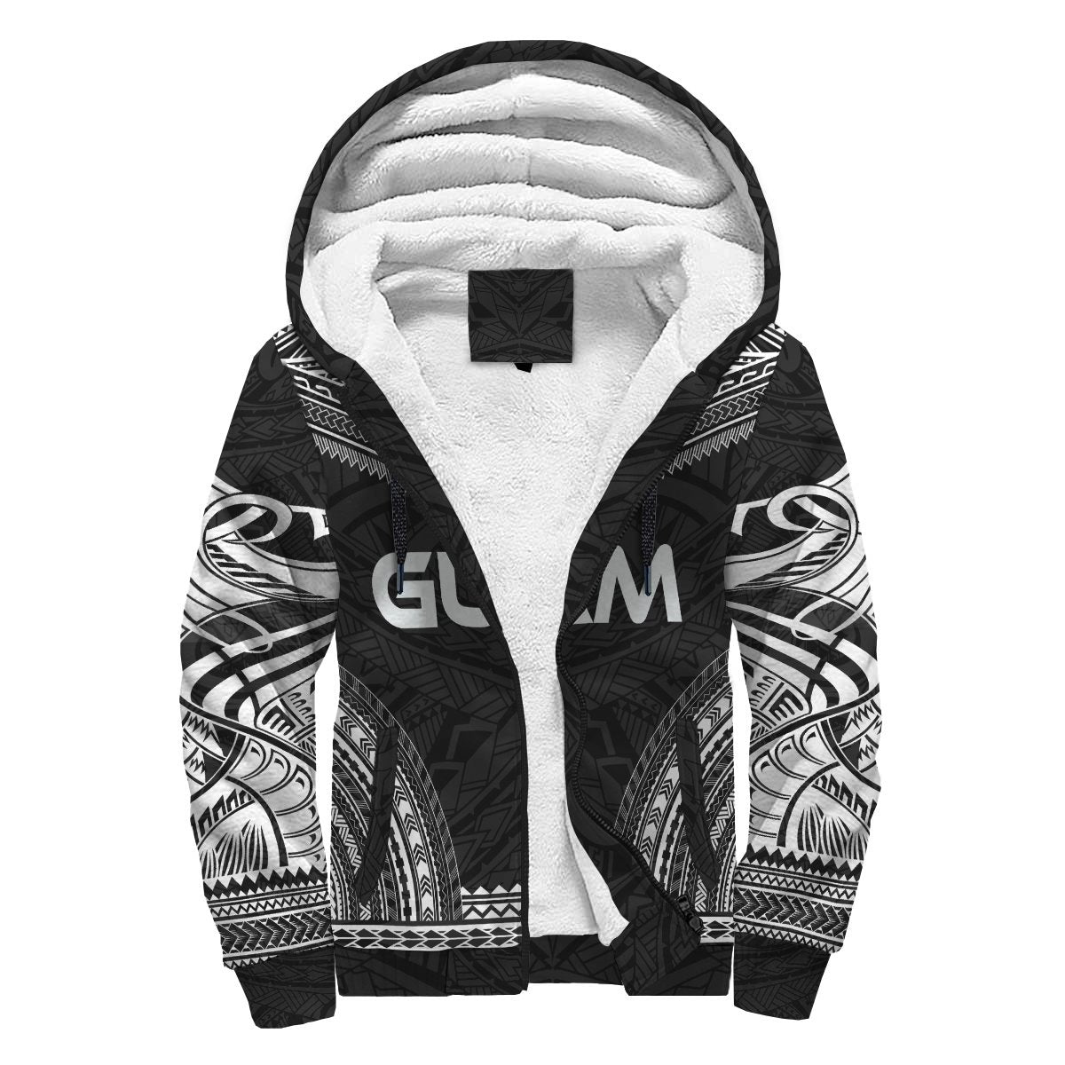 Guam Sherpa Hoodie - Polynesian Chief Black Version Black - Polynesian Pride