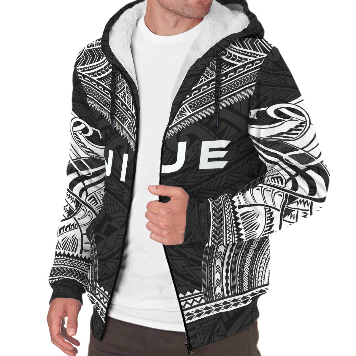 Niue Sherpa Hoodie - Polynesian Chief Black Version - Polynesian Pride