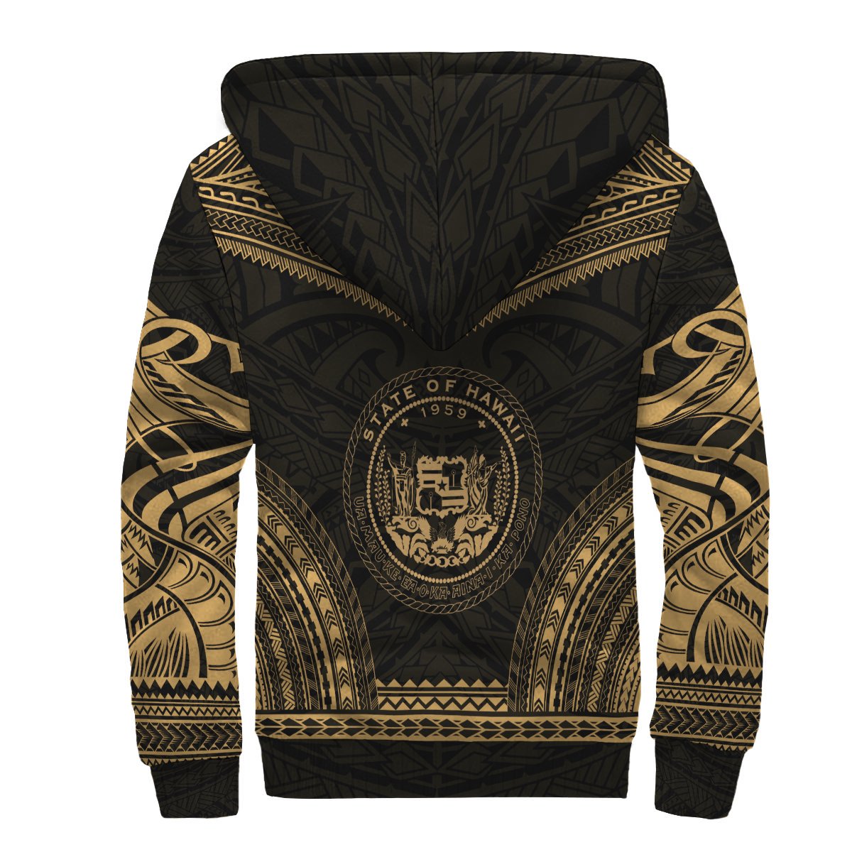 Hawaii Sherpa Hoodie - Polynesian Chief Gold Version - Polynesian Pride
