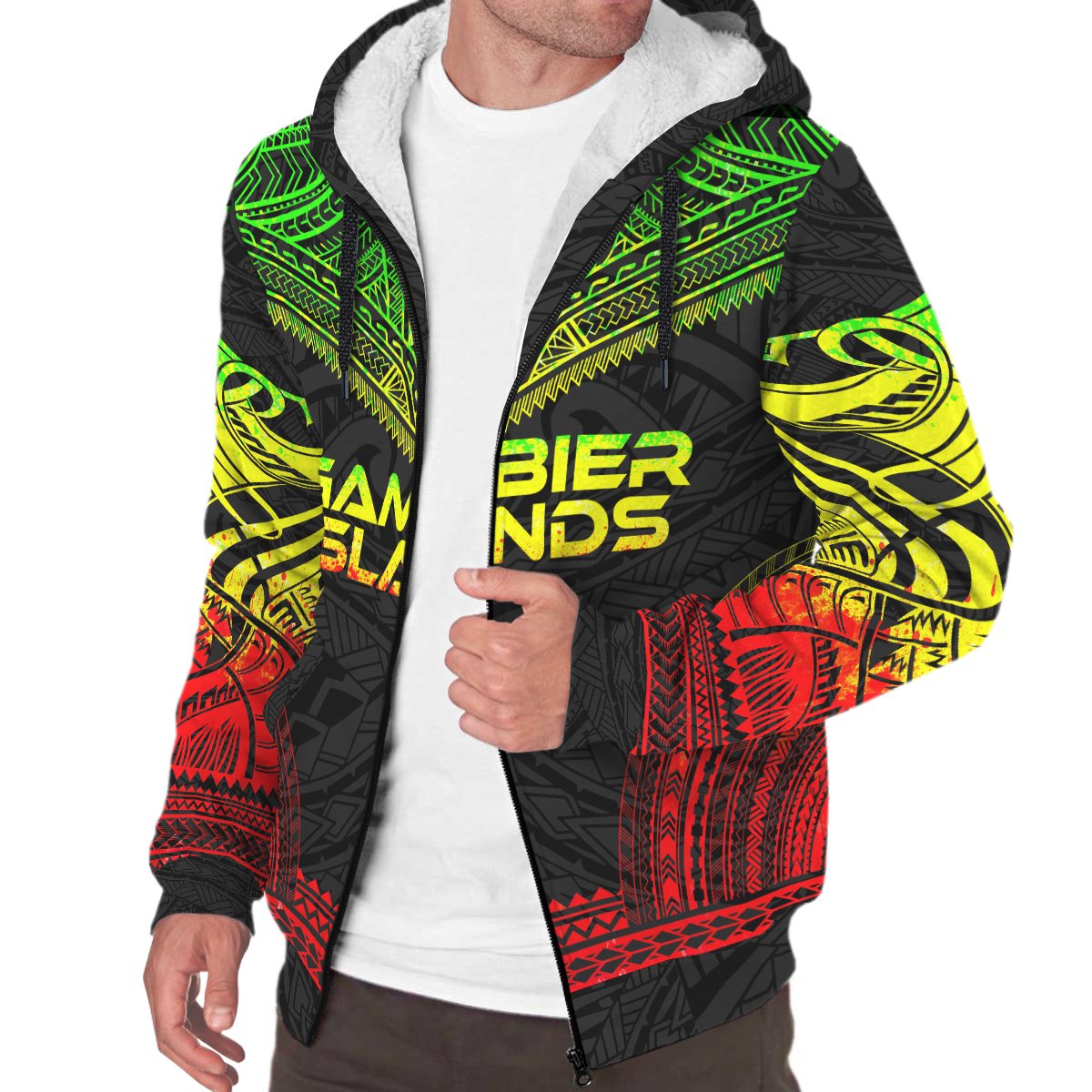 Gambier Islands Sherpa Hoodie - Polynesian Chief Reggae Version - Polynesian Pride