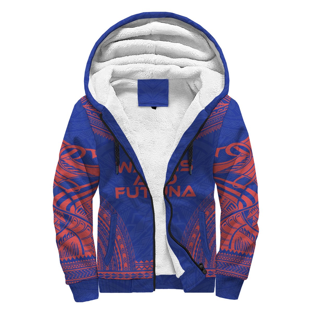 Wallis and Futuna Sherpa Hoodie - Polynesian Chief Flag Version Blue - Polynesian Pride