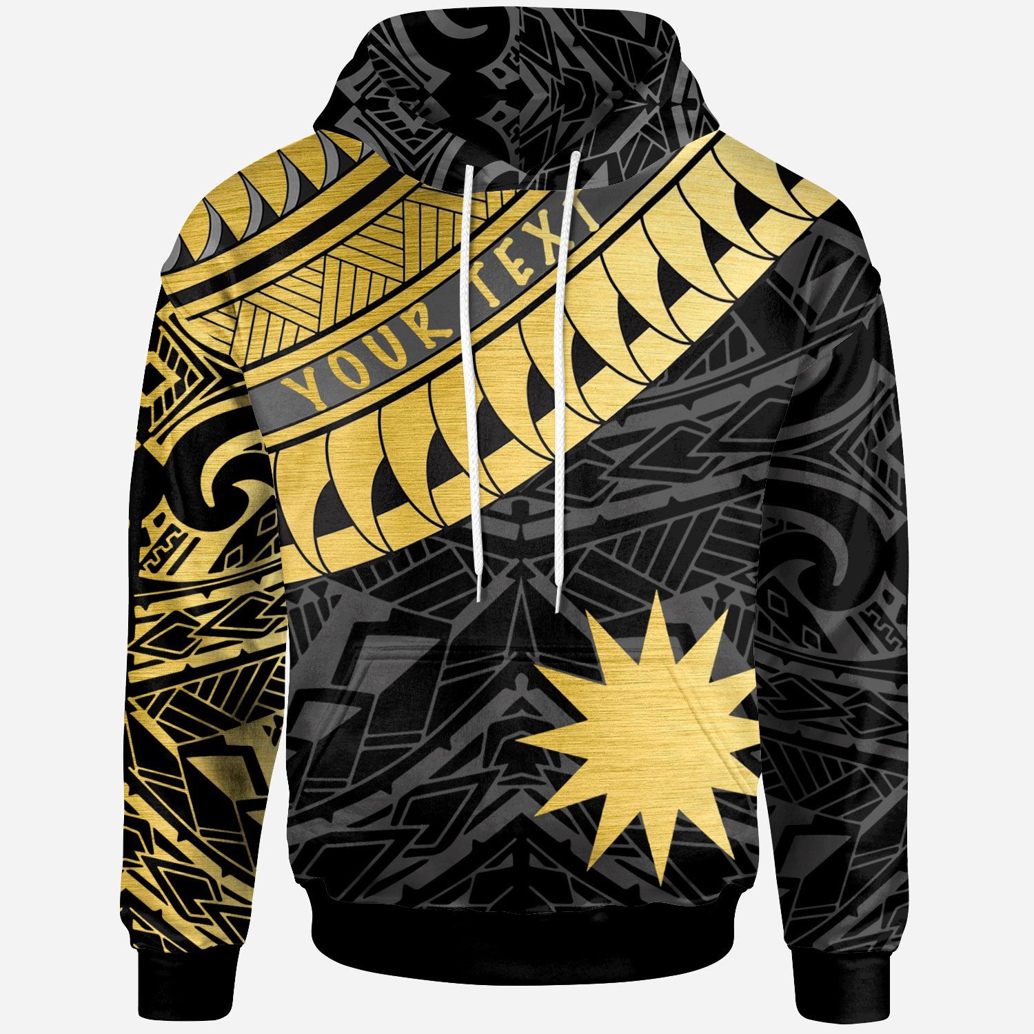 Nauru Custom Hoodie Nauru Ginger Lei Pattern Gold Unisex Gold - Polynesian Pride