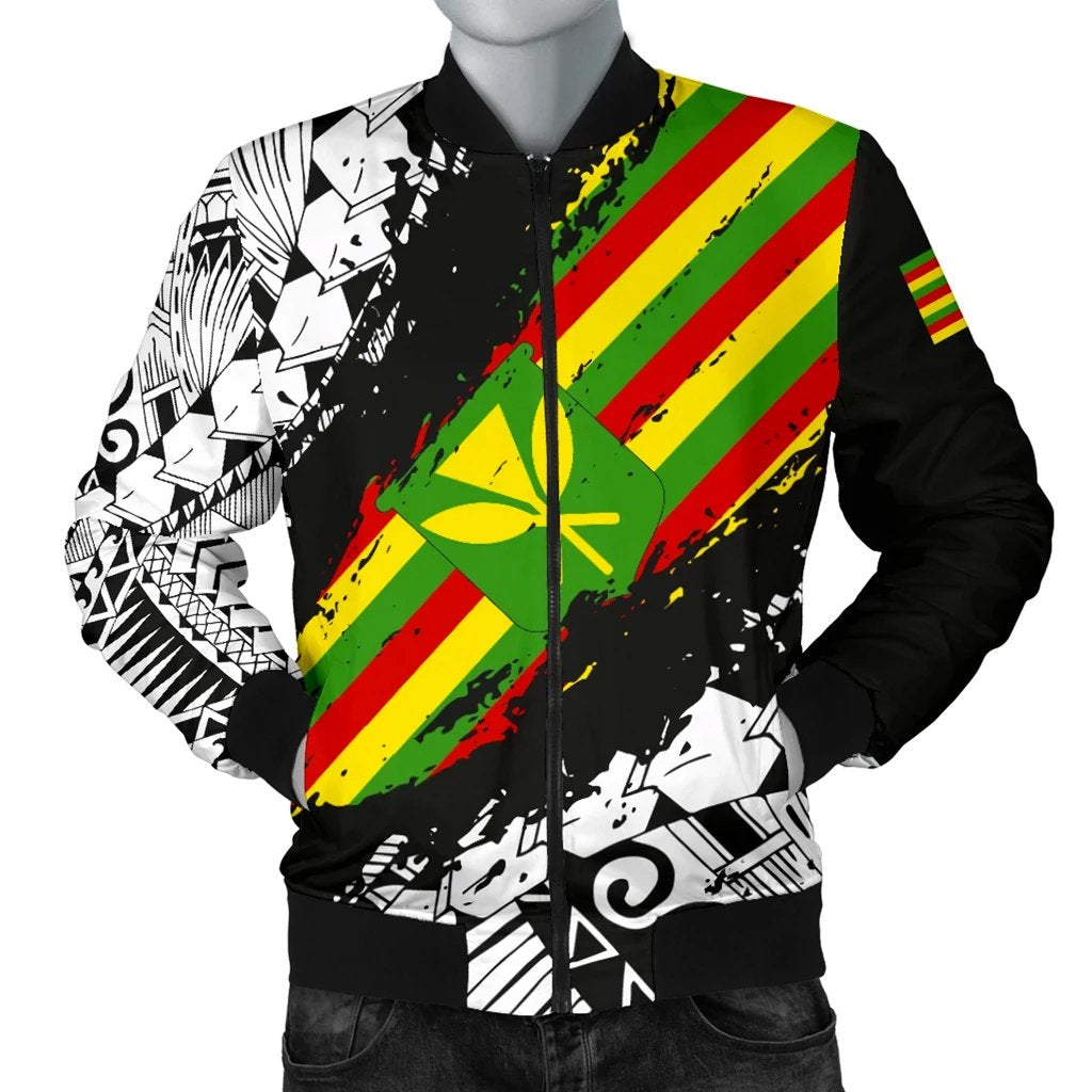 Polynesian Kanaka Flag Women's Bomber Jacket - Nora Style - White Black - Polynesian Pride