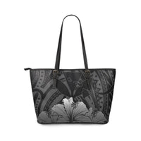 Personalised - Hawaii Royal Hibiscus Polynesian Tribal Small Leather Tote Bag White AH White - Polynesian Pride